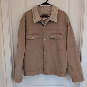 Gap Jeans 1969 Beige Sherpa-Lined Cotton Jacket
